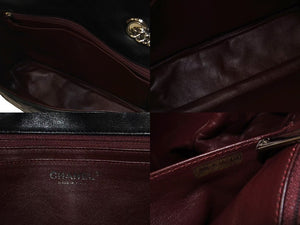 CHANEL シャネル デカマトラッセ30 SフラップWチェーンショルダーバッグ 12番台 ラムスキン ブラック シルバー金具 美品 中古 4c073476