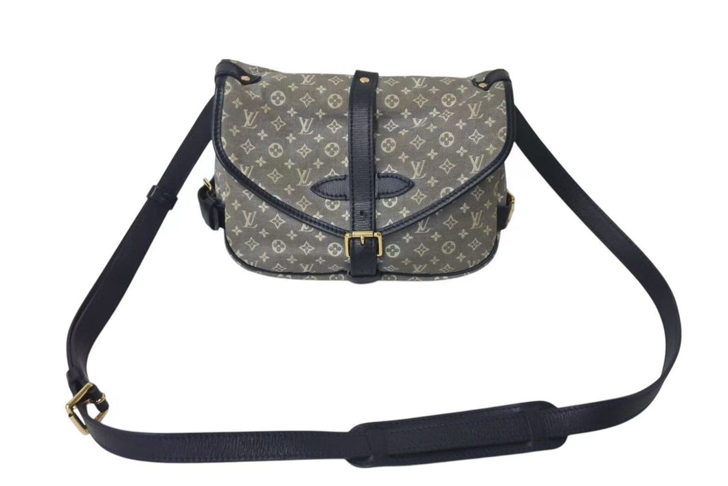 LOUIS VUITTON ルイヴィトン モノグラム イディール ソミュールPM アンクル ショルダーバッグ グレー ネイビー 美品 中古 4c073479