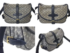 LOUIS VUITTON ルイヴィトン モノグラム イディール ソミュールPM アンクル ショルダーバッグ グレー ネイビー 美品 中古 4c073479