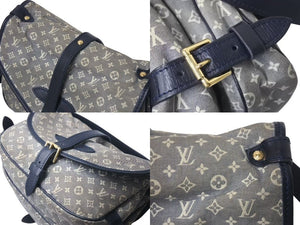 LOUIS VUITTON ルイヴィトン モノグラム イディール ソミュールPM アンクル ショルダーバッグ グレー ネイビー 美品 中古 4c073479