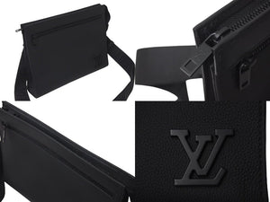 LOUIS VUITTON ルイヴィトン テイクオフ メッセンジャー PM ショルダーバッグ M24769 LVアエログラム ブラック 美品 中古 4c073480