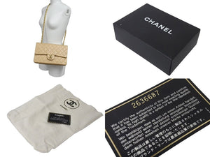 CHANEL シャネル マトラッセ25 Wフラップ Wチェーンショルダーバッグ 2番台 ココマーク ラムスキン ベージュ ゴールド金具 美品 中古 4c073483