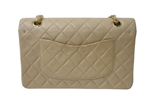 CHANEL シャネル マトラッセ25 Wフラップ Wチェーンショルダーバッグ 2番台 ココマーク ラムスキン ベージュ ゴールド金具 美品 中古 4c073483