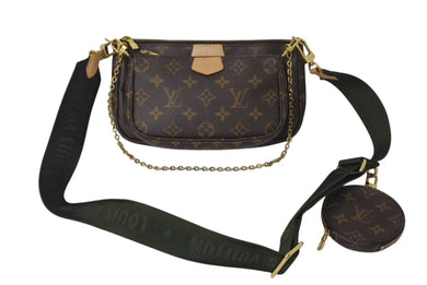 極美品 LOUIS VUITTON ルイヴィトン ミュルティポシェット アクセソワール カーキ ショルダーバッグ モノグラム M44813 中古 4c073485