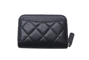 CHANEL シャネル マトラッセ コインケース ランダム番台 フランス製 キャビアスキン ブラック シルバー金具 美品 中古 4c073488