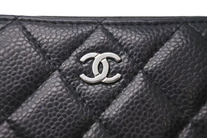 CHANEL シャネル マトラッセ コインケース ランダム番台 フランス製 キャビアスキン ブラック シルバー金具 美品 中古 4c073488