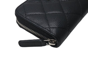 CHANEL シャネル マトラッセ コインケース ランダム番台 フランス製 キャビアスキン ブラック シルバー金具 美品 中古 4c073488