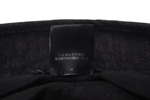 極美品 CHANEL シャネル バケットハット 帽子 サイズM ロゴ刺繍 ブラック デニム コットン 中古 4c073492