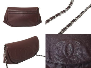 CHANEL シャネル チェーンウォレット ショルダーバッグ ココマーク 18番台 フランス製 キャビアスキン ブラウン 美品 中古 4c073493
