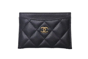 極美品 CHANEL シャネル マトラッセ カードケース キャビアスキン ブラック 名刺入れ 小物 ココマーク AP0213 ランダム ゴールド金具 中古 4c073494