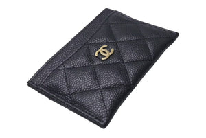 極美品 CHANEL シャネル マトラッセ カードケース キャビアスキン ブラック 名刺入れ 小物 ココマーク AP0213 ランダム ゴールド金具 中古 4c073494