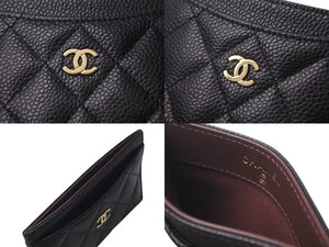 極美品 CHANEL シャネル マトラッセ カードケース キャビアスキン ブラック 名刺入れ 小物 ココマーク AP0213 ランダム ゴールド金具 中古 4c073494
