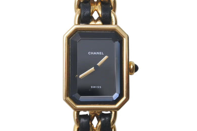 CHANEL シャネル PREMIERE プルミエール 腕時計 PLAQUE OR G 20 M クォーツ QZ メタル レザー サイズM ブラック文字盤 美品 中古 4c073497