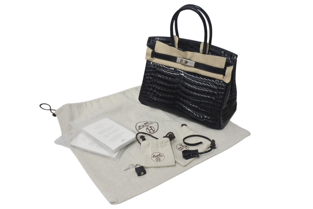新品同様 HERMES エルメス BIRKIN バーキン30 ハンドバッグ ニロティカス シルバー金具 ブラック◻︎H刻印 4c073515