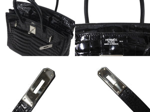 新品同様 HERMES エルメス BIRKIN バーキン30 ハンドバッグ ニロティカス シルバー金具 ブラック◻︎H刻印 4c073515