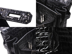 新品同様 HERMES エルメス BIRKIN バーキン30 ハンドバッグ ニロティカス シルバー金具 ブラック◻︎H刻印 4c073515