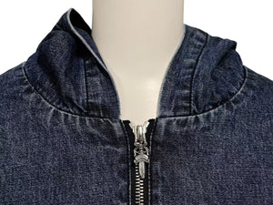 新品未使用 CHROME HEARTS クロムハーツ ハーフジップ デニム アノラックパーカー インディゴ Lサイズ 中古 4c073517