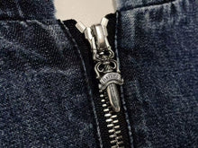 Load image into Gallery viewer, 新品未使用 CHROME HEARTS クロムハーツ ハーフジップ デニム アノラックパーカー インディゴ Lサイズ 中古 4c073517