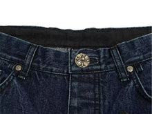 Load image into Gallery viewer, 新品未使用 CHROME HEARTS クロムハーツ フレアニー クロスパッチ デニム パンツ ジーンズ インディゴ サイズ33 中古 4c073518