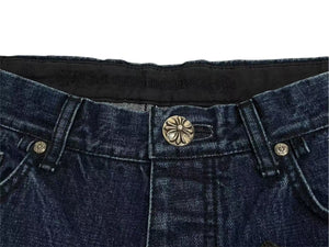 新品未使用 CHROME HEARTS クロムハーツ フレアニー クロスパッチ デニム パンツ ジーンズ インディゴ サイズ33 中古 4c073518