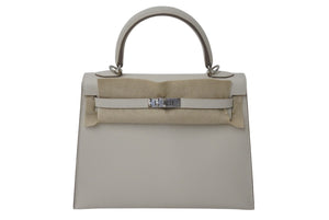 新品未使用 HERMES エルメス ケリー25 W刻印 2024年購入品 ヴォーエプソン ナタ シルバー金具 外縫 中古 4c073519
