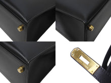 Load image into Gallery viewer, 新品同様 HERMES エルメス ケリー28 外縫い ブラック ◻︎F刻印 カーフスキン ゴールド金具 V金具 ハンドバッグ 中古 4c073520