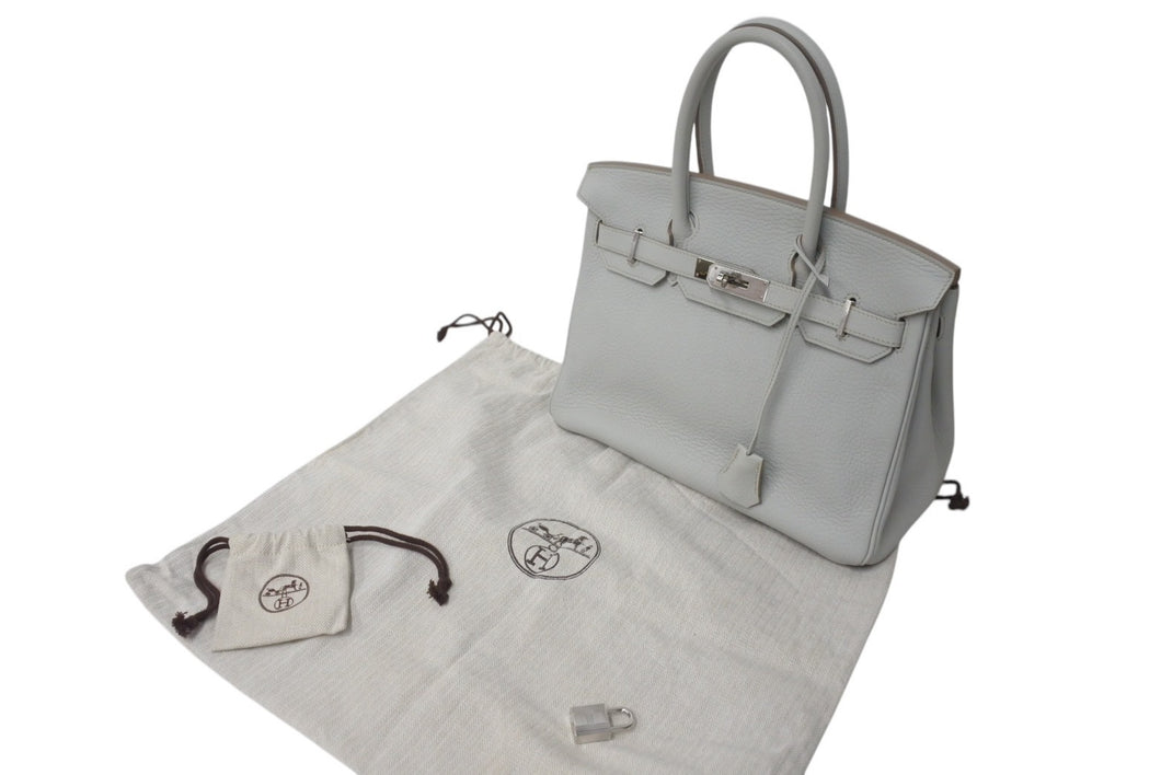 極美品 HERMES エルメス BIRKIN バーキン30 パールグレー トゴ シルバー金具 □Q刻印 中古 4c073521
