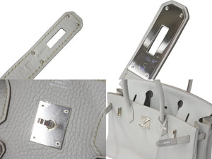 極美品 HERMES エルメス BIRKIN バーキン30 パールグレー トゴ シルバー金具 □Q刻印 中古 4c073521