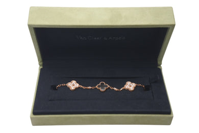 新品同様 Van Cleef & Arpels ヴァンクリーフ＆アーペル ヴィンテージ アルハンブラ ブレスレット 5モチーフ 18K ローズ ゴールド ダイヤモンド マザー オブ パール VCARP2R100 中古 4c073526