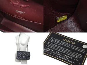 極美品 CHANEL シャネル ショルダーバッグ マトラッセ25 キャビアスキン ダブルフラップ ブラック シルバー金具 22番台 A01112 中古 4c073527
