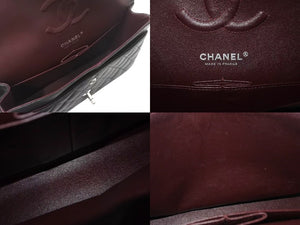 極美品 CHANEL シャネル ショルダーバッグ マトラッセ25 キャビアスキン ダブルフラップ ブラック シルバー金具 22番台 A01112 中古 4c073527
