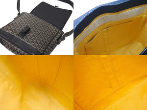 極美品 GOYARD ゴヤール グランブルーMM ショルダーバッグ キャンバス カーフスキン ブラック 中古 4c073544