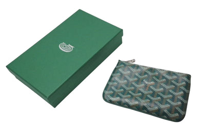 新品同様 GOYARD ゴヤール セナ ミニ ポーチ SENAT2MINTY09CL09P レザー PVC グリーン ヘリンボーン 中古 4c073545