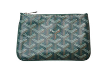 Load image into Gallery viewer, 新品同様 GOYARD ゴヤール セナ ミニ ポーチ SENAT2MINTY09CL09P レザー PVC グリーン ヘリンボーン 中古 4c073545