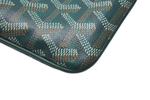 Load image into Gallery viewer, 新品同様 GOYARD ゴヤール セナ ミニ ポーチ SENAT2MINTY09CL09P レザー PVC グリーン ヘリンボーン 中古 4c073545