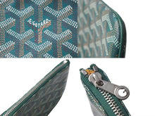 Load image into Gallery viewer, 新品同様 GOYARD ゴヤール セナ ミニ ポーチ SENAT2MINTY09CL09P レザー PVC グリーン ヘリンボーン 中古 4c073545