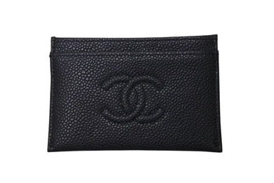 新品同様 CHANEL シャネル カードケース 名刺入れ 14番台 ココマーク イタリア製 キャビアスキン ブラック 中古 4c073547