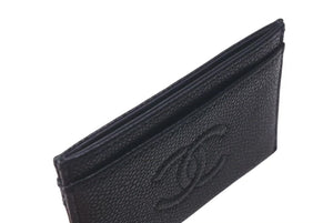 新品同様 CHANEL シャネル カードケース 名刺入れ 14番台 ココマーク イタリア製 キャビアスキン ブラック 中古 4c073547