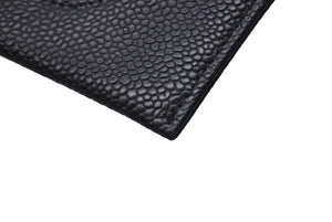新品同様 CHANEL シャネル カードケース 名刺入れ 14番台 ココマーク イタリア製 キャビアスキン ブラック 中古 4c073547