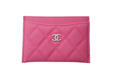 新品同様 CHANEL シャネル カードケース 名刺入れ ココマーク 20番台 ソフトキャビアスキン ピンク シルバー金具 中古 4c073548