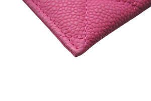 新品同様 CHANEL シャネル カードケース 名刺入れ ココマーク 20番台 ソフトキャビアスキン ピンク シルバー金具 中古 4c073548