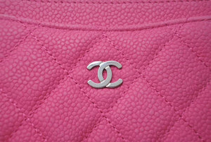 新品同様 CHANEL シャネル カードケース 名刺入れ ココマーク 20番台 ソフトキャビアスキン ピンク シルバー金具 中古 4c073548