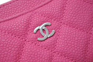新品同様 CHANEL シャネル カードケース 名刺入れ ココマーク 20番台 ソフトキャビアスキン ピンク シルバー金具 中古 4c073548