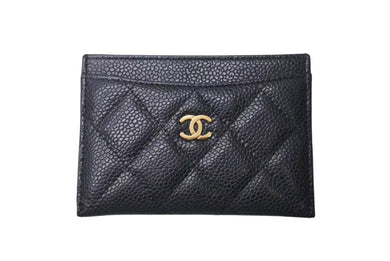 極美品 CHANEL シャネル マトラッセ カードケース 名刺入れ 18番台 キャビアスキン ブラック ゴールド金具 中古 4c073549