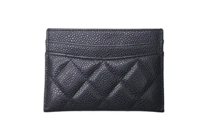 極美品 CHANEL シャネル マトラッセ カードケース 名刺入れ 18番台 キャビアスキン ブラック ゴールド金具 中古 4c073549