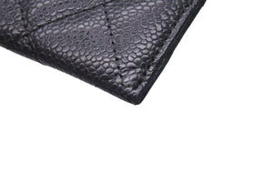 極美品 CHANEL シャネル マトラッセ カードケース 名刺入れ 18番台 キャビアスキン ブラック ゴールド金具 中古 4c073549