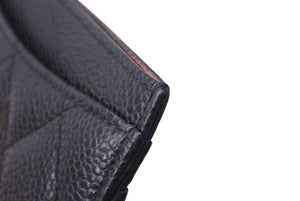極美品 CHANEL シャネル マトラッセ カードケース 名刺入れ 18番台 キャビアスキン ブラック ゴールド金具 中古 4c073549