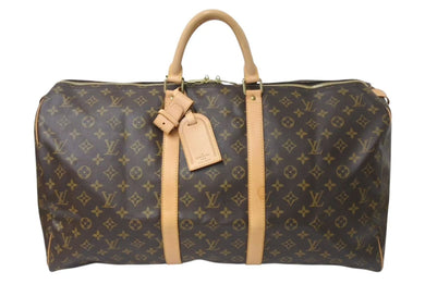 極美品 LOUIS VUITTON ルイヴィトン キーポル55 ボストンバッグ M41424 モノグラム PVC レザー ブラウン 中古 4c073551