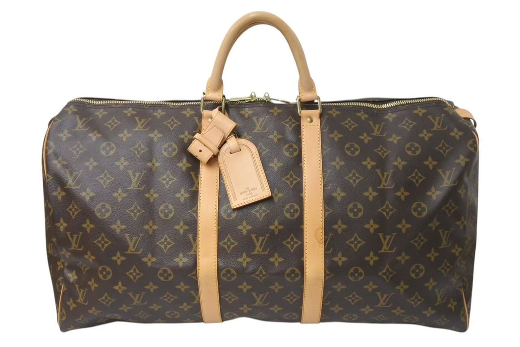 極美品 LOUIS VUITTON ルイヴィトン キーポル55 ボストンバッグ M41424 モノグラム PVC レザー ブラウン 中古 4c073551