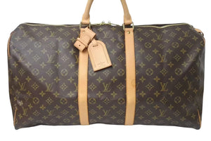 極美品 LOUIS VUITTON ルイヴィトン キーポル55 ボストンバッグ M41424 モノグラム PVC レザー ブラウン 中古 4c073551
